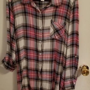 Motherhood Maternity plaid tunic top 1X EUC